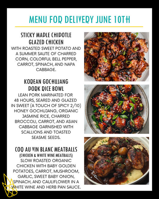 Menu for a delivery Tuesday June 10th