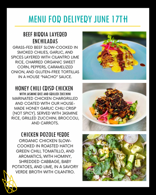 Menu for a delivery Tuesday June 17th