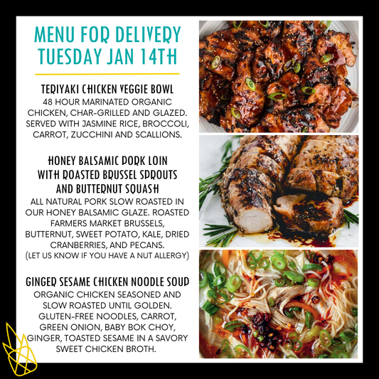 Menu for a delivery  Tuesday January 14th