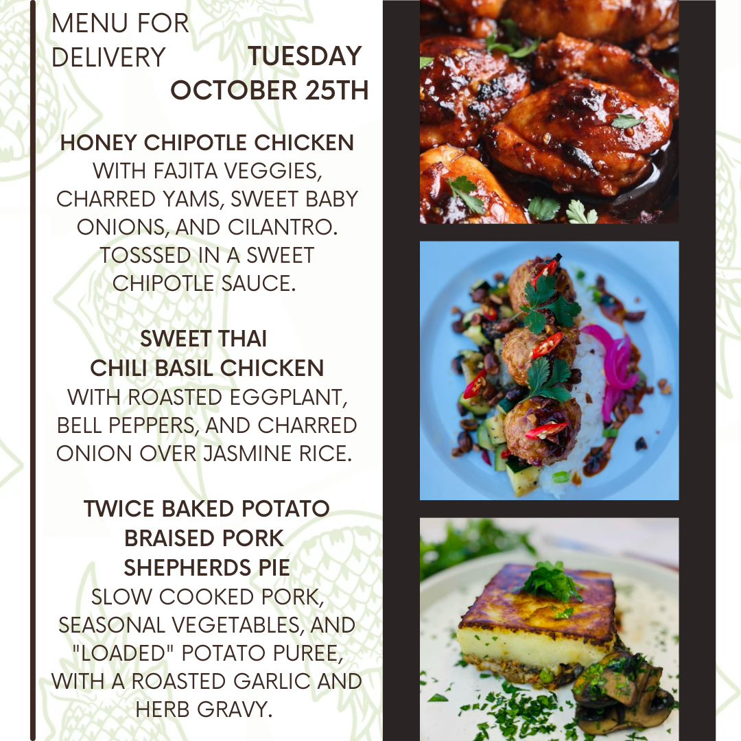 Menu for a delivery Tuesday October 25 – Clean Machine Kitchen