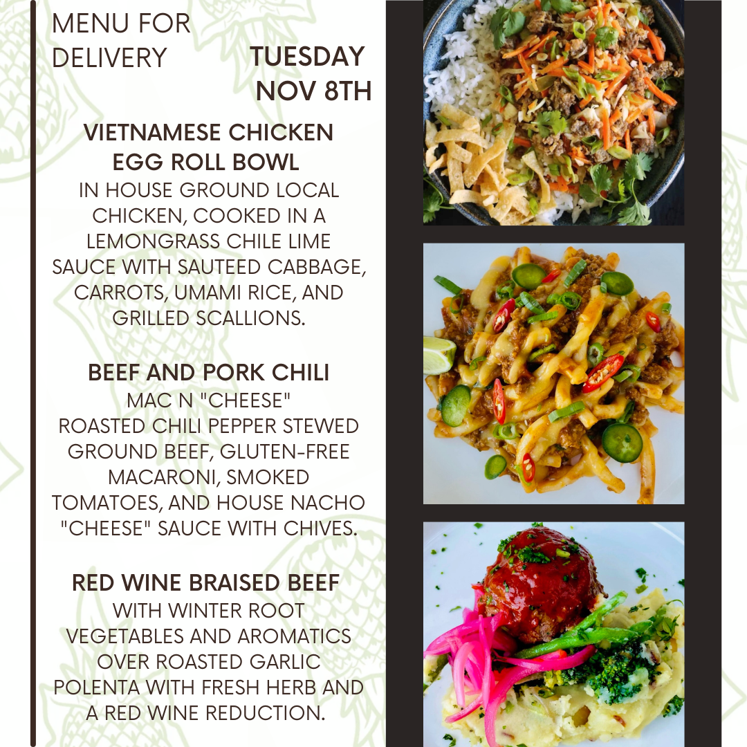 Delivery In Menu Menu for a delivery Tuesday November 8th – Clean Machine Kitchen