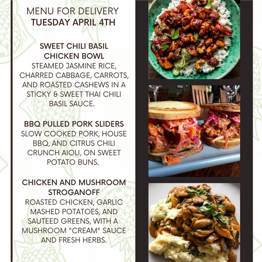Menu for a delivery Tuesday April 4th