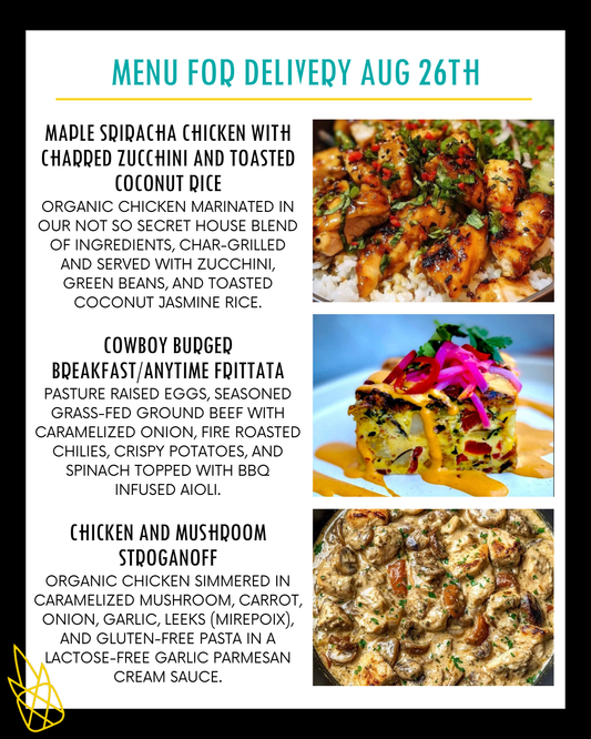 Menu for a delivery Tuesday August 26th
