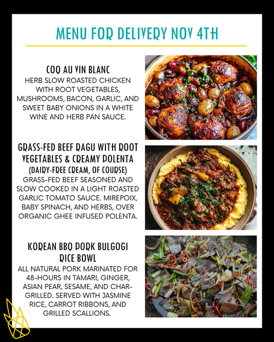 Menu for a delivery November 4th