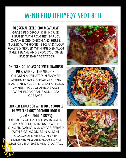 Menu for a delivery Tuesday September 8th
