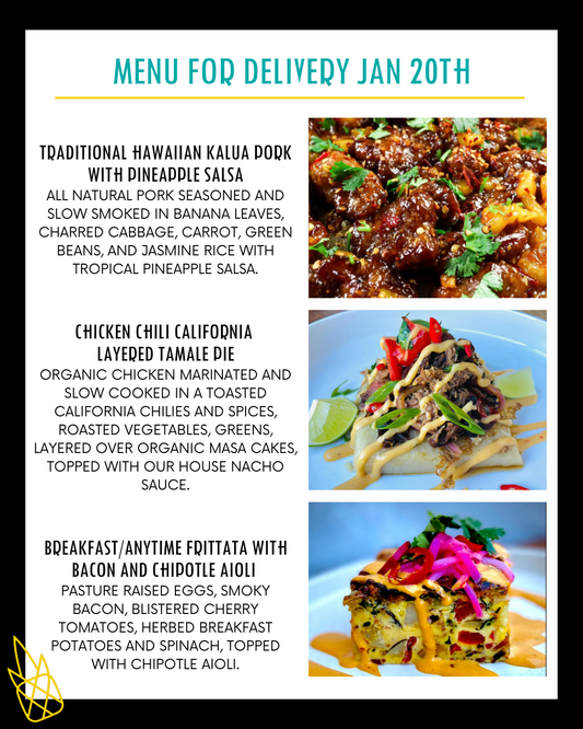 Menu for a delivery Tuesday January 14