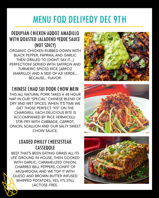 Two deliveries left in 2024 - menu for a delivery Tuesday December 9th