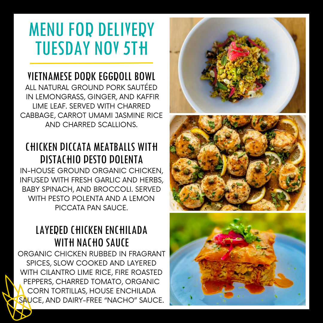 Menu for a delivery Tuesday November 5th